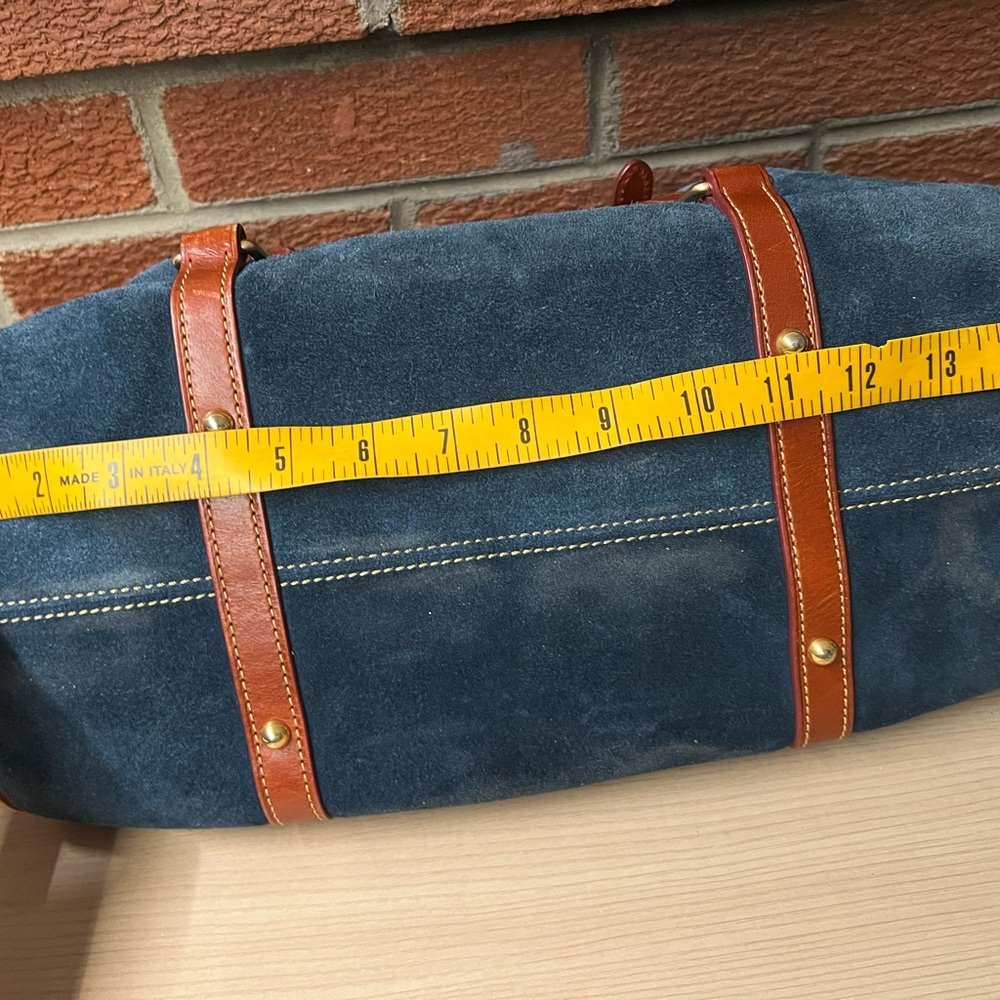 Dooney & Bourke Navy Suede Bag with Tan Leather - Picture 11 of 16